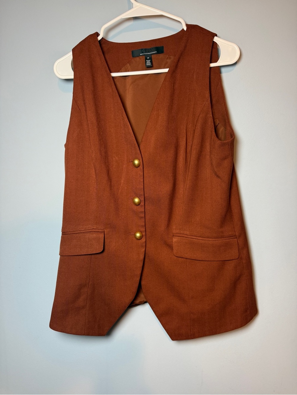 White House Black Market Rust Brown Sleeveless Tailored Vest